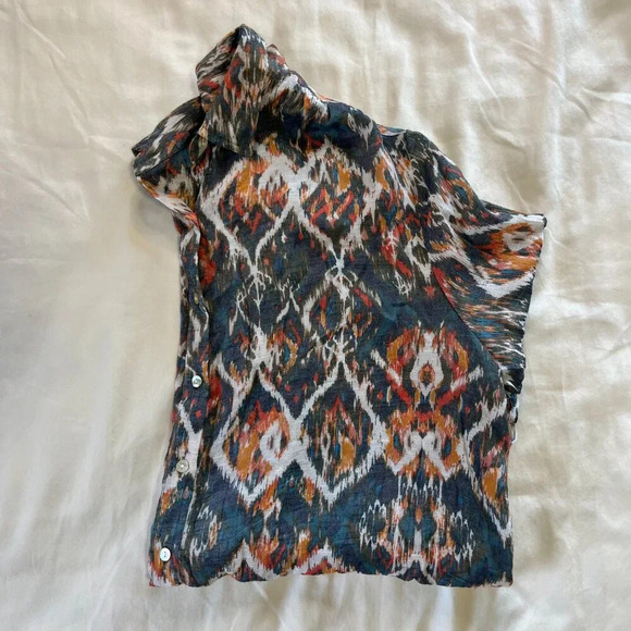 Westbound Multicolor Geometric Pattern 3/4 Sleeve Button Up Blouse | Size XL - Picture 7 of 8